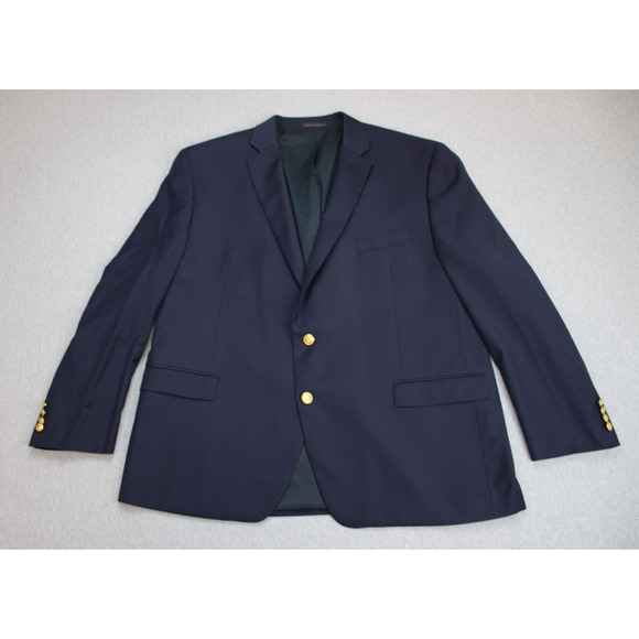 Lauren Ralph Lauren Blazer Mens 48R Navy Blue 100% Wool Gold Buttons - Picture 2 of 11